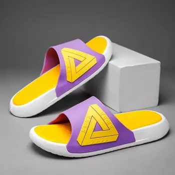 New Yellow Purple Couple Summer Slippers Luxury Designer Slides Men Women Beach Slippers Comfortable Flip Flops Men EVA Slippers 36