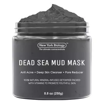 New York Biology Natural Mineral Face and Skin Грязевая маска Мертвого моря 8,8 унций Смываемая маска, 1 бутылка