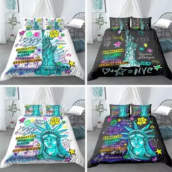 New York Statue of Liberty Printed Duvet Cover With Pillowcase 3D Bedding Set Comforter Cover Duvet Cover Set 70x133cm 2pcs