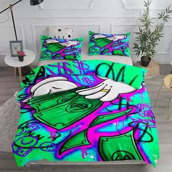 New York Suburbs Graffiti Art Duvet Cover Set King Queen Double Full Twin Single Size Bed Linen Set EU single(135x200cm)