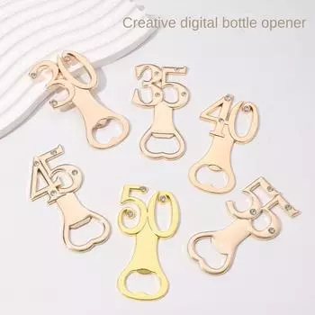 New Zinc Alloy Birthday Bottle Openers Number Shape Rose Gold Beer Opener Diamond Rhinestone Bar Tool Birthday