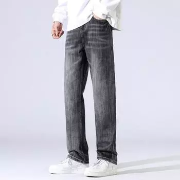 New Zipper New Straight-leg Trendy Men Loose Trendy Personalized Heavy Industry Versatile Jeans 28