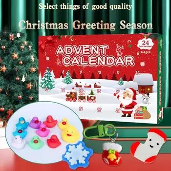Неваляшка Адвент Календарь 2024 Рождественский отсчет игрушка с 24 игрушками-сюрпризами Неваляшка Игрушки для снятия стресса для детей Интерактивный праздничный подарок красный