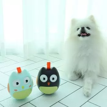 Неваляшка Dingdongpet pet owl, набор из 2 предметов, 11см, коричневый, синий, 1 комплект