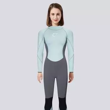 NEWAO Профессиональный водолазный костюм 2 мм женский цельный с длинными рукавами толстый водолазный костюм для плавания и защиты от солнца XL светло-синий