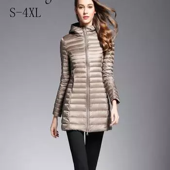 NewBang, женский пуховик, ультра легкий пуховик, женская длинная куртка с капюшоном, легкий тонкий пуховик, женские ветровки S