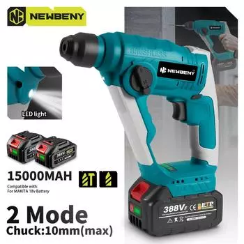 Newbeny 10 мм бесщеточный электрический ударный шуруповерт, аккумуляторный перфоратор, ударная дрель, электроинструмент для аккумулятора Makita 18 В Without Battery