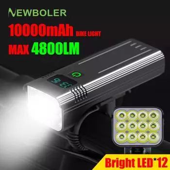 NEWBOLER 12 светодиодный велосипедный фонарь, 4800 люмен, заряжаемый через USB, алюминиевый MTB велосипедный фонарь, 10000 мАч, внешний аккумулятор, фара для велосипеда KX12-D Set 1