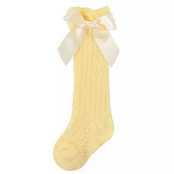 Newborn Baby Girl Knee High Socks Autumn Clothes Long Socks Thin Mesh Stockings with Bow for Infants Baby Items Clothing 1-3 Years