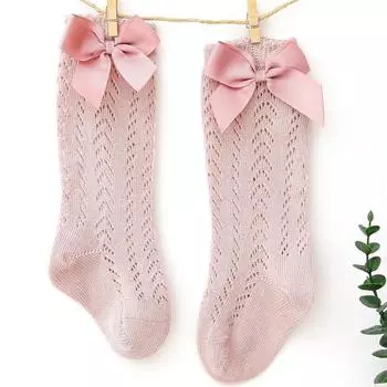 Newborn Baby Girls Socks Autumn Winter Kids Socks Toddlers Girls Big Bow Knee High Long Soft Cotton Lace Children Socks 0-12Months