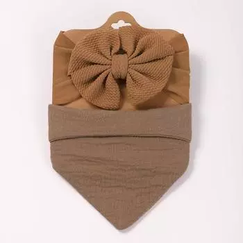 Newborn bib headband set solid color cotton drool towel corn pattern bow headband gift sets baby headwear feeding accessories