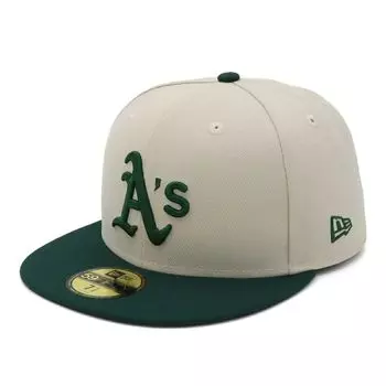 newera Cap 59FIFTY 14666271 NER34C2456 MLB Oakland Athletics OAK Green White White Beige ONSPOTZ Custom Made Hat Gokyu Fifty 5950 Straight Flat Visor
