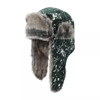 newera Trapper Flight Cap The Trapper 14111647 NER34C4403 Темно-зеленый Зеленый XL Splash Paint ONSPOTZ Изготовленная на заказ кепка Большие и Маленькие размеры Подарок темно-зеленого
