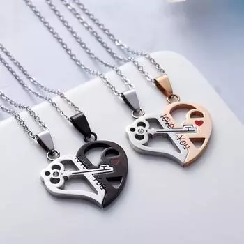 Невероятное ожерелье для пар, портативное, гладкое, из нержавеющей стали золотистый/ярко-розовый