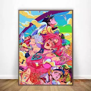 Невероятные приключения Джоджо, аниме постеры и принты, холст, картина, настенная художественная картина, винтажный постер, декоративный домашний декор, плакат 21cm30cm NoFrame
