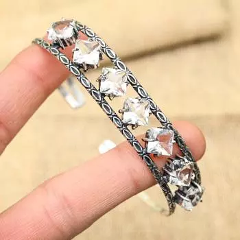 Невероятный белый топаз, драгоценный камень ручной работы, ювелирные изделия из стерлингового серебра 925 пробы, прекрасный браслет для нее