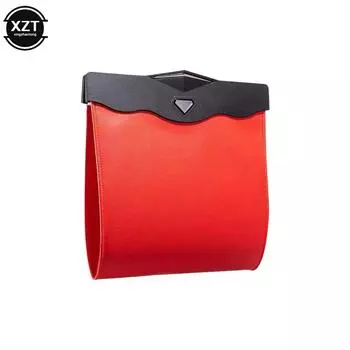 Newest 1Pcs LED Car Garbage Bag Waterproof Magnetic Adsorption Trash Can Back Seat Hanging Leather Storage Pocket Leak-proof Bag коричневый