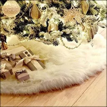 Newest 201 Christmas Tree Skirt Pure White Long Hair Christmas Decorations Christmas Tree Decorations LS 78cm