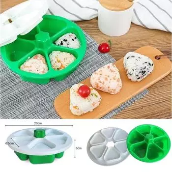 Newest 6 Grids Japanese Onigiri Maker Press Non-sticky DIY Plastic Triangular Sushi Maker Mold Japanese Kitchen Tools Bento Box зелёный