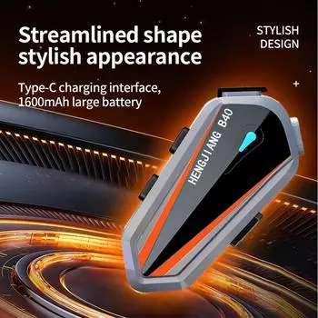 Newest B40 Motorcycle Helmet Bluetooth Headset Handsfree Stereo Call Kit 1600mAh Large battery power Waterproof Motor Headphone