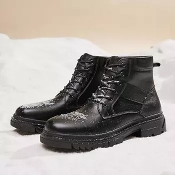 Newest Black Warm Winter Men Boots Genuine Leather Luxury Motorcycle Boots Men Military Fur Snow Boots For Men Botas Tactical Male 46