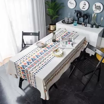 Newest High Quality 1Pcs Table Cloth Cover Printed Cotton Linen Dining Lace Tablecloth for Kitchen Home Decoration 100x140cm
