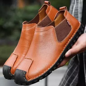Новейшая мужская повседневная кожаная обувь Модные мужские лоферы Мягкая уличная обувь Мужская обувь для отдыха Брендовые мужские слипоны Удобные кроссовки 39