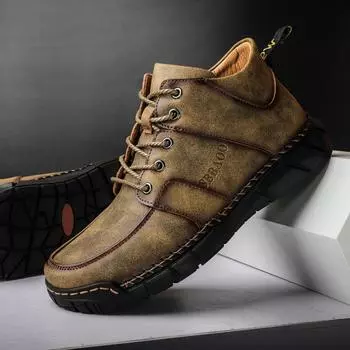 Новейшие мужские туфли из натуральной кожи и замши, мужские ботинки, модные мужские ботильоны, повседневная походная обувь, осенние удобные мужские ботинки для отдыха на природе 43