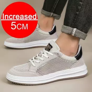 Newest Men Sneakers Elevator Shoes Hidden Heels Breathable Heightening Shoes For Men Increase Insole 5CM Sports Casual Height Shoes 42