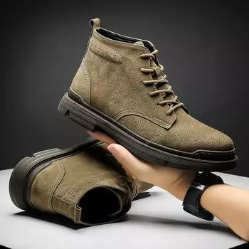 Новейшие мужские ботинки Замшевые кожаные туфли Мужские теплые зимние ботинки Крутые модные ботинки для молодых мужчин Мотоциклетные ботинки Мужская повседневная обувь Мужская обувь 38