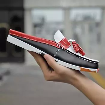 Новейшая мужская повседневная кожаная полуобувь для мужчин, лоферы, ручная работа, высокое качество, летние шлепанцы, мужские балетки, ленивая обувь, обувь мюли 39