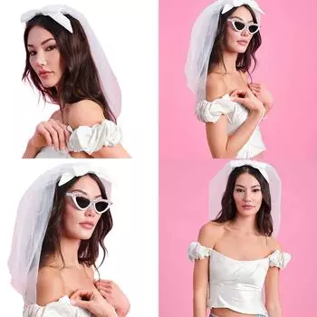 Невеста будет бантом свадебная фата заколка для волос очки для свадебного душа фата из тюля фата для пляжной свадебной вечеринки одежда C