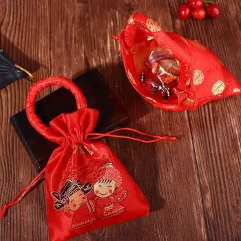 Невеста и жених свадебная парча праздничные принадлежности упаковка сумка конфетный мешок сумка с ручкой свадебный подарок A