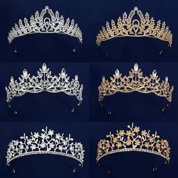 Невеста Свадебная тиара Сплав Стразы Головная повязка Аксессуары для волос День рождения Вечеринка Представление Корона Фотография Принцесса Корона Ювелирные изделия