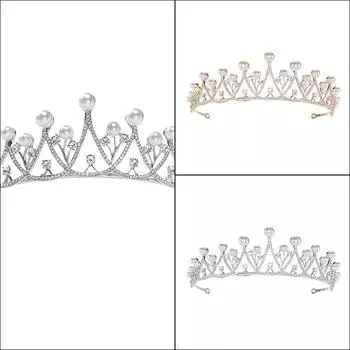 Невеста Жемчужина Свадебная Корона Тиара Аксессуары Для Волос Модная Модель Подиум Корона День Рождения Вечеринка