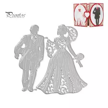 Невеста жених свадьба металлический трафарет DIY скрапбукинг пригласительные открытки трафарет серебряный