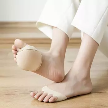 Невидимая губка Ice Silk без пятки противоскользящие носки с открытым носком полуноски носки тапочки подушечки для ног телесный