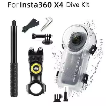 Невидимая палка для селфи + чехол для дайвинга для Insta360 X4 Аксессуары Невидимый чехол для дайвинга Оригинальная палка для селфи 114 см для Insta 360