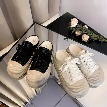 Невидимая увеличивающая рост стелька закрытый носок полутапочки женская верхняя одежда новые тапочки-буфы увеличенная удобная обувь 34 чёрный