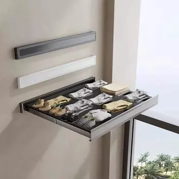 Невидимая вешалка для одежды с крючками, компактная телескопическая сетка для сушки белья, настенные стеллажи для хранения белья без проколов