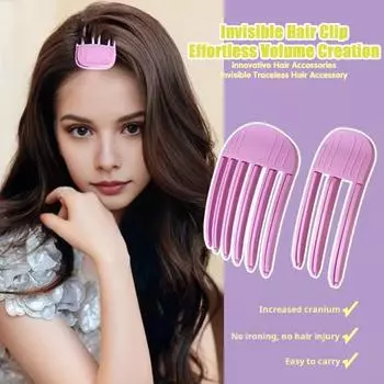 Невидимая заколка для волос, пластиковая расческа для естественного объема, пушистая, для укладки, приподнимающая корни волос, расческа S розовый