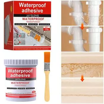 Невидимое водонепроницаемое средство против протечек с щеткой для ремонта туалета # 100g