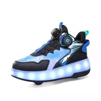 Невидимые автоматические колесные туфли, детские роликовые коньки, беговые туфли для мальчиков, новые двойные колеса с подсветкой для девочек 29