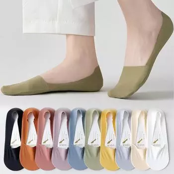 Невидимые дышащие носки из ледяного шелка, носки-невидимки, ультранизкие носки с подкладкой, нескользящие скрытые женские носки one size чёрный