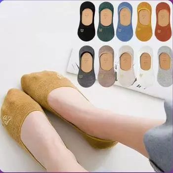 Невидимые нескользящие носки-лодочки с неглубоким носком для женщин десяти цветов, летние тонкие однотонные носки с вышивкой для экипажа 35-39 белый