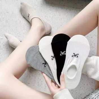 1/3 пары невидимых носков-лодочек, универсальные простые носки с бантом, женские летние тонкие носки с неглубоким носком One size белый