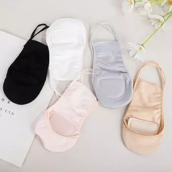 Невидимые носки с полупальцами и хлопковой прокладкой, носки-тапочки, носки с полыми бретельками для женщин чёрный