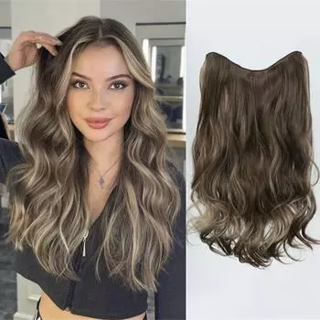 Невидимые проволочные шиньоны, длинные волнистые волосы для наращивания, синтетические волосы для женщин, регулируемый размер, мягкие, повседневное использование для вечеринок