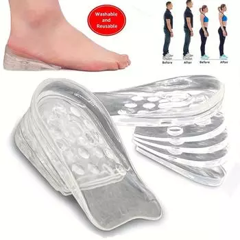 Невидимые стельки, увеличивающие рост для мужчин и женщин — 5-слойный силиконовый подъемник для пятки, удобные вставки для обуви для более высокой осанки 1 Pair