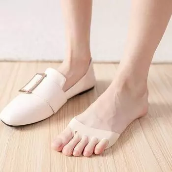 Невидимые толстые полупальцевые стельки с подушечками для ног, носки на высоком каблуке для женщин - защита от боли в передней части стопы, полуноски с пятью пальцами чёрный